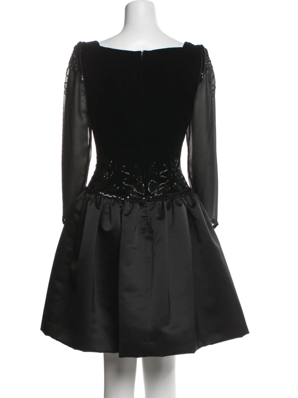 Vintage 80’s Fabrice New York Party Black Beaded Sheer Mini Dress - Picture 2 of 16